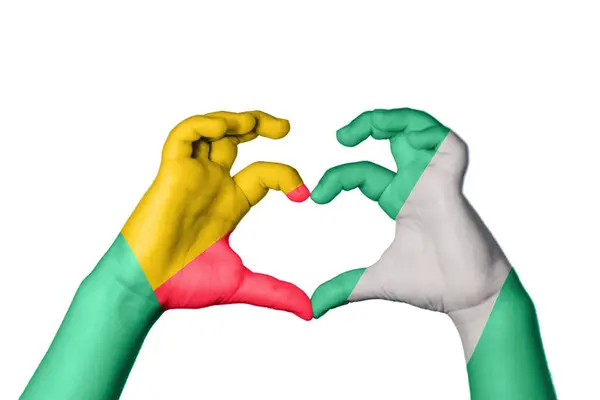 Benin Nigéria Szív Kézmozdulatkészítés Szív Vágás — Stock Fotó