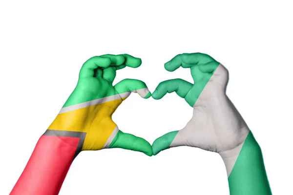 Guyana Nigeria Corazón Hacer Gestos Corazón Recortar Camino — Foto de Stock