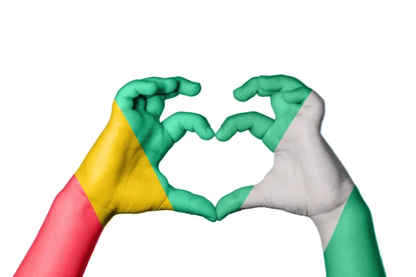 Guinea Nigeria Heart Hand Gesture Making Heart Clipping Path — Stock Photo, Image