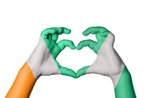 Ivory Coast Nigeria Heart Hand Gesture Making Heart Clipping Path — Stock Photo, Image
