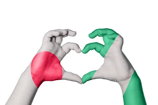 Japán Nigéria Szív Kézmozdulat Készítés Szív Vágás — Stock Fotó