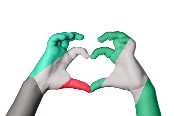 Kuwait Nigeria Heart Hand Gesture Making Heart Clipping Path — Stock Photo, Image
