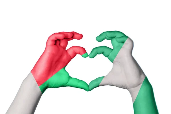 Madagascar Nigeria Heart Hand Gesture Making Heart Clipping Path — Stock Photo, Image