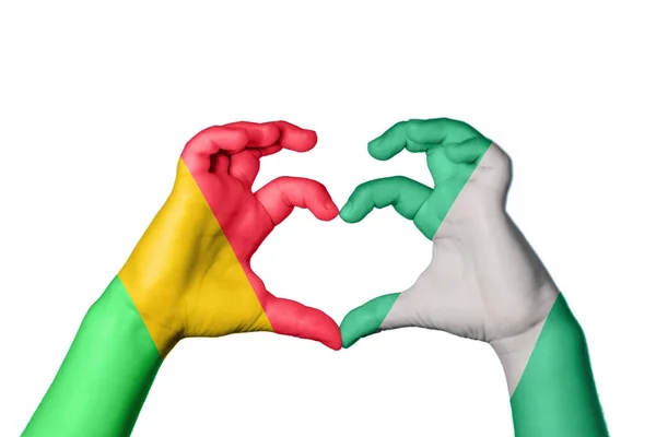 Mali Nigeria Heart Hand Gesture Making Heart Clipping Path — Stock Photo, Image