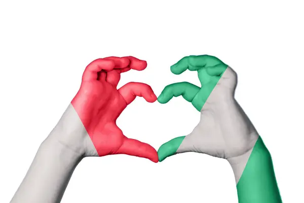 Malta Nigeria Heart Hand Gest Att Göra Hjärta Klippning Path — Stockfoto