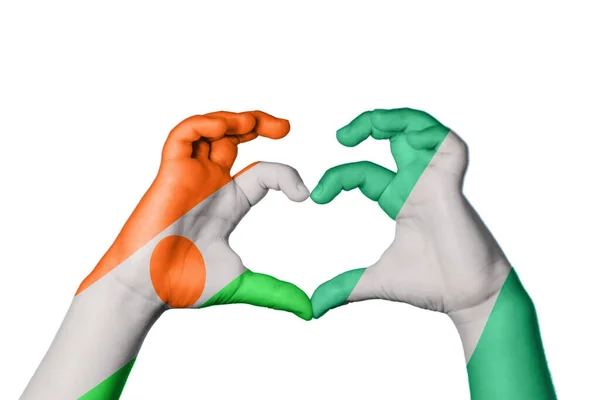 Niger Nigeria Heart Hand Gesture Making Heart Clipping Path — Stock Photo, Image