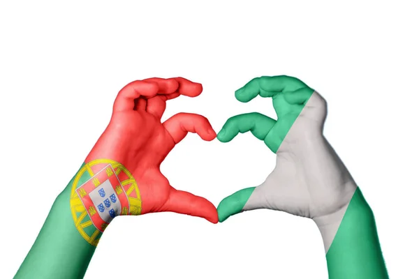 Portugalia Nigeria Serce Gest Ręczny Serca Ścieżka Klipu — Zdjęcie stockowe