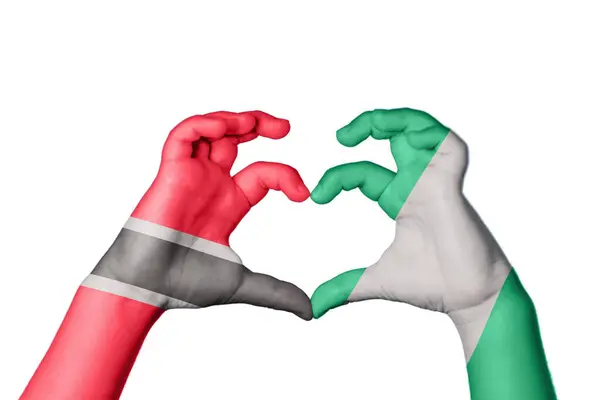 Trinidad Och Tobago Nigeria Heart Hand Gest Att Göra Hjärta — Stockfoto