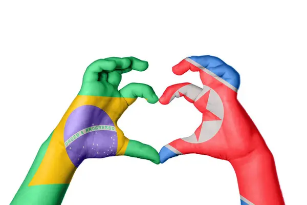 Brasilien Nordkorea Herz Handbewegung Die Herz Macht Clipping Path — Stockfoto
