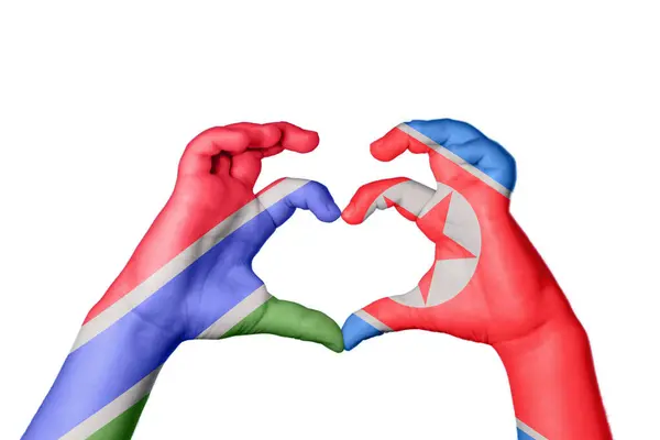 Гамбия Сердце Северной Кореи Жест Руки Делает Сердце Клиппинг Путь — стоковое фото