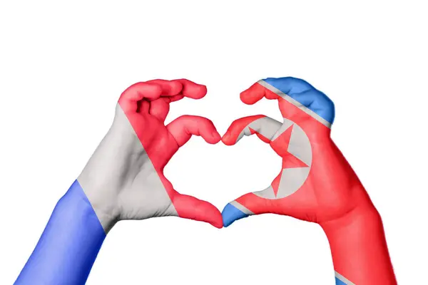 Франция Северная Корея Сердце Жест Сердца Перерезание Пути — стоковое фото