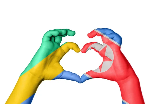 Γκαμπόν Βόρεια Κορέα Καρδιά Χέρι Χειρονομία Κάνοντας Καρδιά Ψαλίδισμα Μονοπάτι — Φωτογραφία Αρχείου