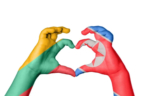 立陶宛北朝鲜心脏 手举着手制造心脏 收割路径 — 图库照片