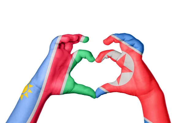 Намибия Сердце Северной Кореи Жест Руки Делает Сердце Клиппинг Путь — стоковое фото