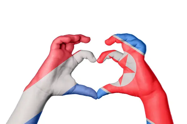 Nederländerna Nordkorea Hjärta Hand Gest Att Göra Hjärta Clipping Path — Stockfoto