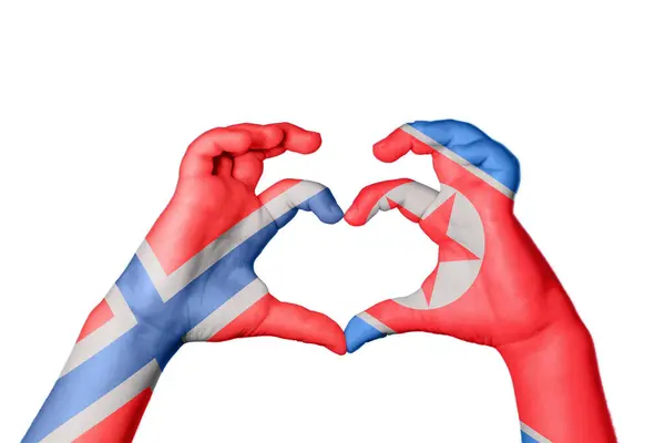 Norveç Kuzey Kore Kalbi Hareketi Kalp Yapma Kırpma Yolu — Stok fotoğraf