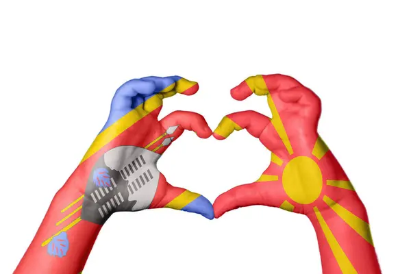 Eswatini North Macedonia Heart Gest Ręczny Serca Ścieżka Klipu — Zdjęcie stockowe