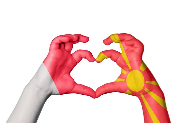 Мальта Північна Македонія Серце Жест Рук Робить Серце Відсічний Контур — стокове фото