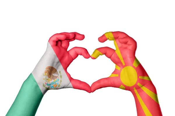 México Macedonia Del Norte Corazón Hacer Gestos Corazón Recortar Camino —  Fotos de Stock
