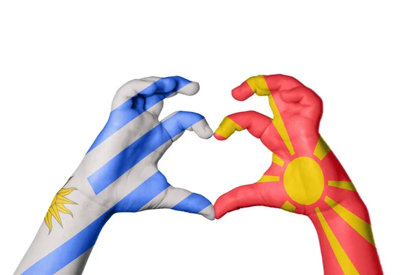 Uruguay Nord Mazedonien Herz Handgeste Die Herz Macht Clipping Path — Stockfoto