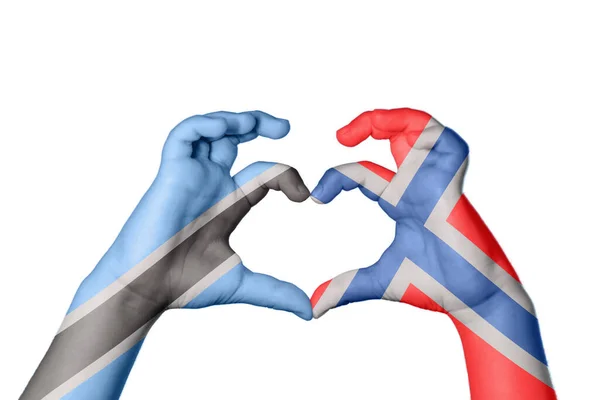 Botswana Norway Heart Ruční Gesto Srdce Střihací Stezka — Stock fotografie