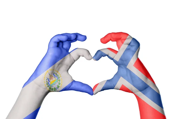 엘살바도르 노르웨이 심장을 만드는 제스처 클리핑 — 스톡 사진