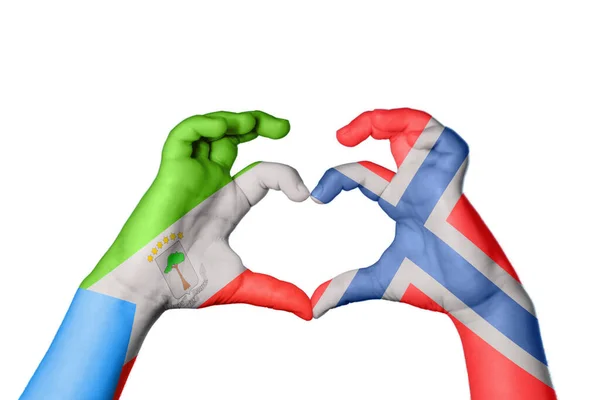 Egyenlítői Guinea Norvégia Szív Kézmozdulatkészítés Szív Vágási Útvonal — Stock Fotó