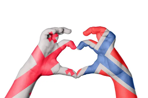Georgia Norway Heart Ruční Gesto Tvorby Srdce Ořezávání Stezka — Stock fotografie