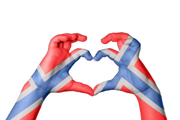 Norway Heart Hand Gesture Making Heart Clipping Path — стоковое фото