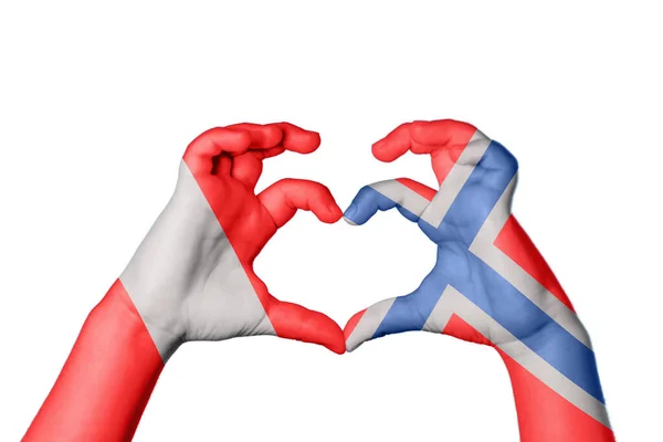 Περού Νορβηγία Καρδιά Χέρι Χειρονομία Κάνοντας Καρδιά Ψαλίδισμα Μονοπάτι — Φωτογραφία Αρχείου
