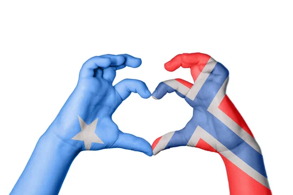 Сомалі Норвегія Серце Жест Рук Робить Серце Відсікаючи Шлях — стокове фото