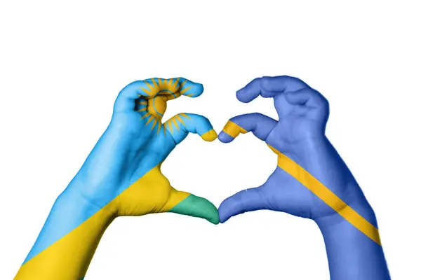 Rwanda Nauru Heart Hand Gesture Making Heart Clipping Path — Stock Photo, Image