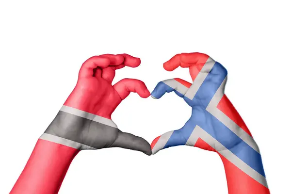 Trinidad Tobago Norway Heart Hand Gesture Making Heart Clipping Path — Stock Photo, Image