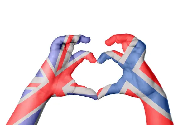 Reino Unido Noruega Coração Gesto Mão Fazendo Coração Clipping Path — Fotografia de Stock
