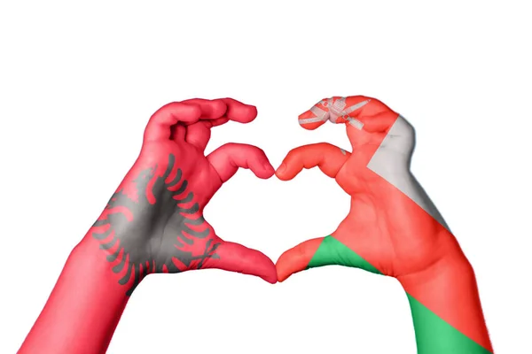 Albania Oman Heart Hand Gesture Making Heart Clipping Path — Stock Photo, Image