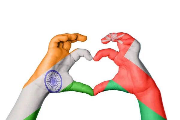 India Oman Heart Hand Gesture Making Heart Clipping Path — Stock Photo, Image