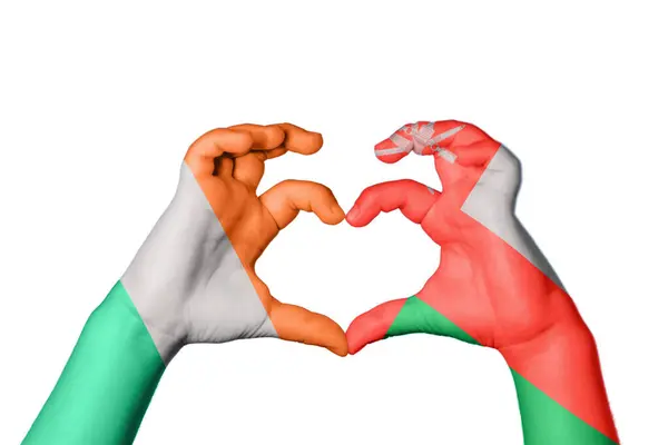 Ирландия Оман Сердце Жест Руки Делает Сердце Клиппинг Путь — стоковое фото