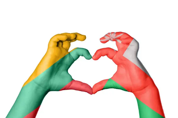 Litouwen Oman Heart Hand Gebaar Maken Hart Knippen Pad — Stockfoto