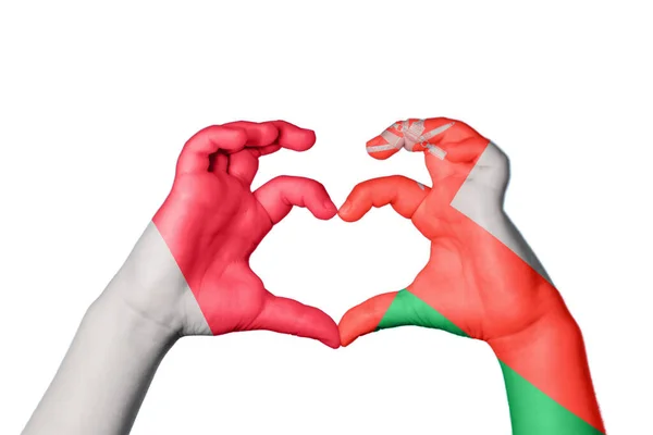 Malta Oman Heart Hand Gesture Making Heart Clipping Path — Stock Photo, Image