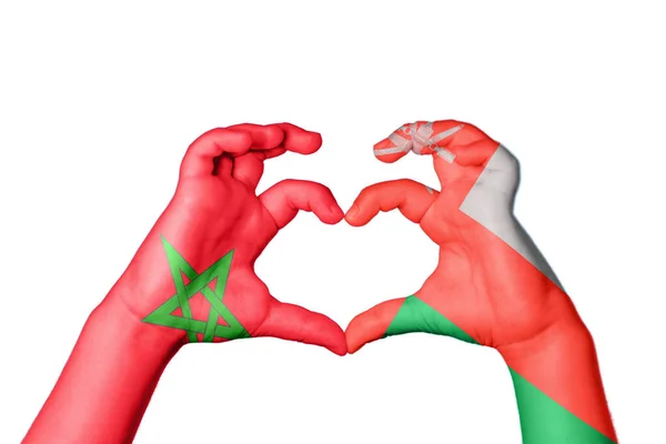 Maroko Omán Srdce Ruka Gesto Dělat Srdce Ořezávání Cesta — Stock fotografie