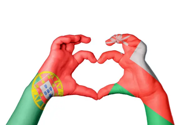 Portugal Oman Heart Hand Gebaar Maken Hart Knippen Pad — Stockfoto
