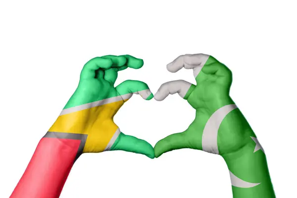 Guyana Pakisztán Szív Kéz Gesztus Készítő Szív Vágási Útvonal — Stock Fotó