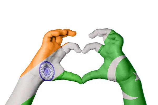 India Pakistan Hart Hand Gebaar Maken Hart Knippen Pad — Stockfoto