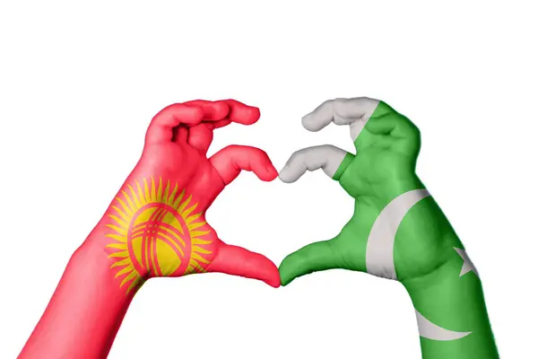 Kirgizië Pakistan Hart Hand Gebaar Maken Hart Knippen Pad — Stockfoto