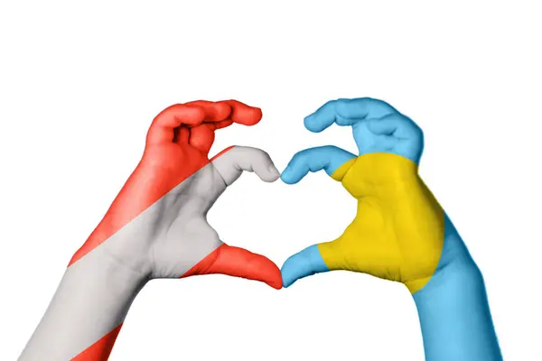 Austria Palau Heart Hand Gesture Making Heart Clipping Path — Stock Photo, Image