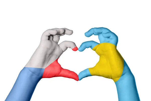 Czech Republic Palau Heart Hand Gesture Making Heart Clipping Path — Stock Photo, Image