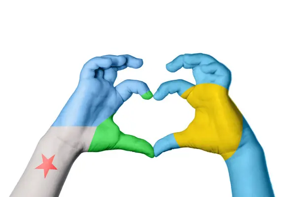 Djibouti Palau Heart Hand Gesture Making Heart Clipping Path — Stock Photo, Image