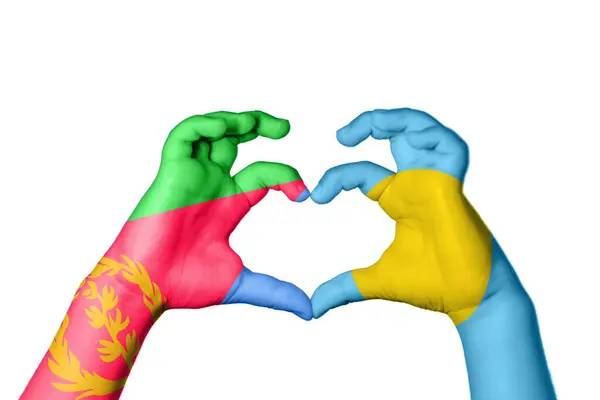 Eritrea Palau Hart Hand Gebaar Maken Hart Knippen Pad — Stockfoto