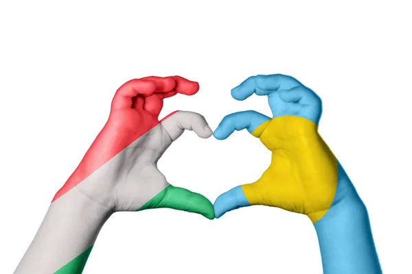 Ungern Palau Heart Hand Gest Att Göra Hjärta Klippning Vägen — Stockfoto