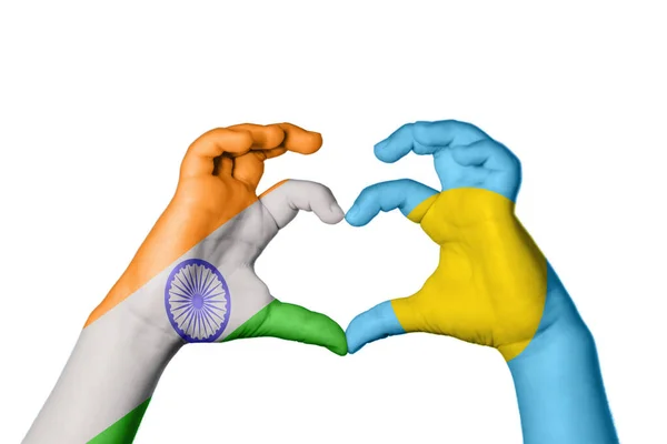 India Palau Heart Hand Gesture Making Heart Clipping Path — Stock Photo, Image